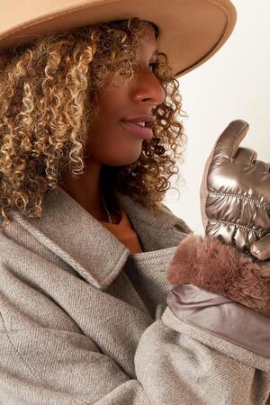Handschuhe metallisch mit Fell Rosa Polyester One size h5 Bild2